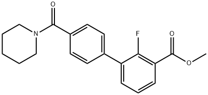 Methyl 2-fluoro-3-[4-(piperidinocarbonyl)phenyl]benzoate Structure