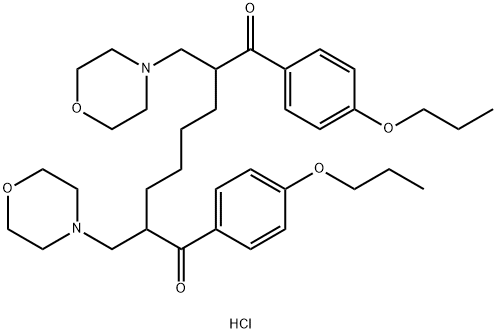 2,7-bis(morpholin-4-ylmethyl)-1,8-bis(4-propoxyphenyl)octane-1,8-dione dihydrochloride 结构式
