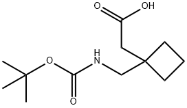 2-(1-(((tert-Butoxycarbonyl)amino)methyl)cyclobutyl)acetic acid 结构式