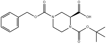 (S)-N-1-Boc-N-4-Cbz-2-piperazine carboxylic acid Struktur