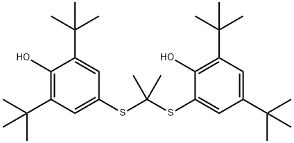 4-[(3,5-Di-tert-butyl-2-hydroxyphenylthio)isopropylidenethio]-2,6-di-tert-butylphenol Struktur
