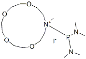 bis(dimethylamino)-methyl-(1,4,7,10-tetraoxa-13-azacyclopentadec-13-yl )phosphanium iodide 结构式