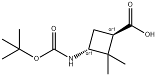 trans-3-(Boc-amino)-2,2-dimethylcyclobutane-carboxylic acid 结构式