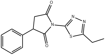 1-(5-エチル-1,3,4-チアジアゾール-2-イル)-3-フェニルピロリジン-2,5-ジオン 化学構造式