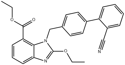 Ethyl-2-Ethoxy-1-[[(2'-Cyanobiphenyl-4-yl) Methyl] Benzimidazole]-7-Carboxylate 化学構造式