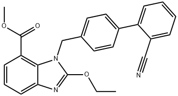 1-[(2'-氰基联苯-4-基)甲基]-2-乙氧基-1H-苯并咪唑-7-甲酸甲酯 结构式