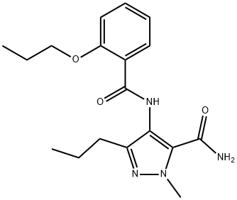3-[[[5-(アミノカルボニル)-1-メチル-3-プロピル-1H-ピラゾール-4-イル]アミノ]カルボニル]-4-プロポキシベンゼン 化学構造式