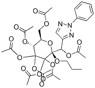 [(1S,2R)-2,3-ビス(アセチルオキシ)-1-[(R)-アセチルオキシ(2-フェニル-2H-1,2,3-トリアゾール-4-イル)メチル]プロピル]2-O,3-O,4-O,6-O-テトラアセチル-β-D-グルコピラノシド 化学構造式