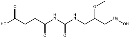 [3-[3-(3-カルボキシプロピオニル)ウレイド]-2-メトキシプロピル]ヒドロキシ水銀(II) 化学構造式