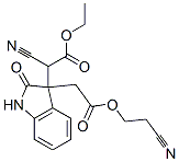 ethyl 2-cyano-2-[3-(cyano-ethoxycarbonyl-methyl)-2-oxo-1H-indol-3-yl]a cetate 结构式