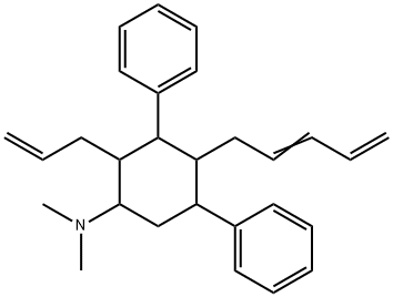 2-Allyl-N,N-dimethyl-4-(2,4-pentadien-1-yl)-3,5-diphenylcyclohexan-1-amine,14028-83-2,结构式