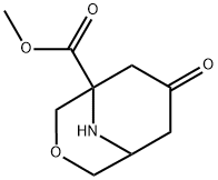 7-Oxo-3-oxa-9-aza-bicyclo[3.3.1]nonane-1-carboxylic acid methyl ester Struktur