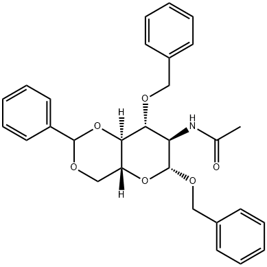 2-ACETAMIDO-1,3-DI-O-BENZYL-4,6-O-BENZYLIDENE-2-DEOXY-B-D-GLUCOPYRANOSIDE 化学構造式