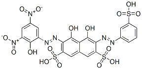 4,5-Dihydroxy-3-[(2-hydroxy-3,5-dinitrophenyl)azo]-6-[(3-sulfophenyl)azo]-2,7-naphthalenedisulfonic acid Structure