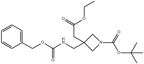 tert-butyl 3-((((benzyloxy)carbonyl)aMino)Methyl)-3-(2-ethoxy-2-oxoethyl)azetidine-1-carboxylate,1404194-03-1,结构式
