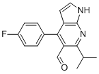 1H-Pyrrolo[2,3-b]pyridine-5-carboxaldehyde, 4-(4-fluorophenyl)-6-(1-methylethyl)- 化学構造式