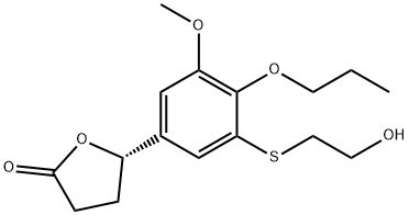 (S)-5-(3-(2-hydroxyethylthio)-5-methoxy-4-propoxyphenyl)dihydrofuran-2(3H)-one 化学構造式
