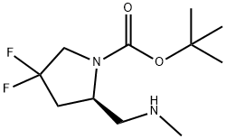 (R)-1-Boc-2-(methylaminomethyl)-4,4-difluoropyrrolidine, 1407997-77-6, 结构式