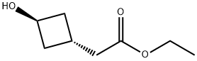 TRANS-(3-ヒドロキシシクロブチル)酢酸エチル 化学構造式