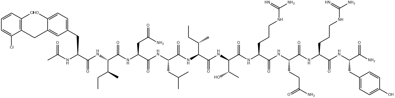 AC-3-(2,6-DICHLORO-BZL)-TYR-ILE-ASN-LEU-ILE-D-THR-ARG-GLN-ARG-TYR-NH2 化学構造式