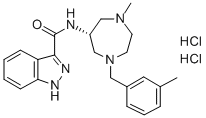 (-)-N-[[(6R)-1-メチル-4-(3-メチルベンジル)ヘキサヒドロ-1H-1,4-ジアゼピン]-6α-イル]-1H-インダゾール-3-カルボアミド・2塩酸塩 化学構造式