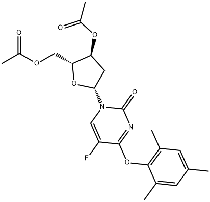 3',5'-DI-O-ACETYL-5-FLUORO-O4-(2,4,6-TRIMETHYLPHENYL)-2'-DEOXYURIDINE,141120-62-9,结构式