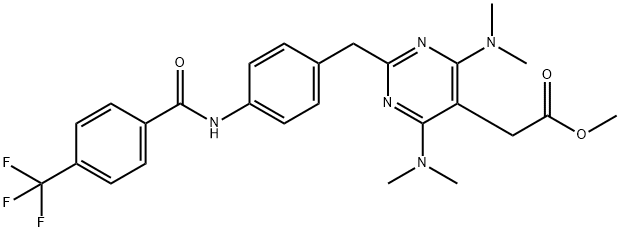 1413122-74-3 2 - [ 4- [ 4 -(三氟甲基)苯甲酰胺基] ] ]苯甲基4,6 -二(二甲氨基) -嘧啶-5-乙酸甲酯