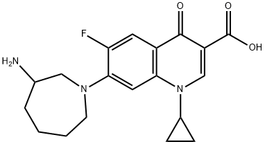 7-(3-AMINOAZEPAN-1-YL)-1-CYCLOPROPYL-6-FLUORO-4-OXO-1,4-DIHYDROQUINOLINE-3-CARBOXYLIC ACID 结构式