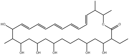 27-ethyl-14,16,18,20,24,26-hexahydroxy-2,3,15-trimethyl-1-oxacyclooctacosa-4,6,8,10,12- pentaen-28-one Struktur