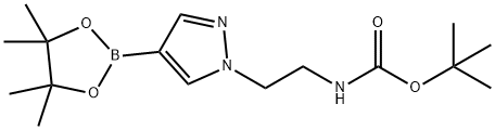 tert-butyl (2-(4-(4,4,5,5-tetramethyl-1,3,2-dioxaborolan-2-yl)-1H-pyrazol-1-yl)ethyl)carbamate 化学構造式