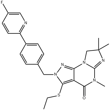 3-(Ethylthio)-2-[[4-(5-fluoro-2-pyridinyl)phenyl]Methyl]-7,8-dihydro-5,7,7-triMethyl-2H-iMidazo[1,2-a]pyrazolo[4,3-e]pyriMidin-4(5H)-one|3-(Ethylthio)-2-[[4-(5-fluoro-2-pyridinyl)phenyl]Methyl]-7,8-dihydro-5,7,7-triMethyl-2H-iMidazo[1,2-a]pyrazolo[4,3-e]pyriMidin-4(5H)-one