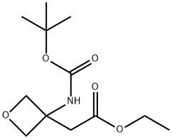 2-(3-((叔丁氧基羰基)氨基)氧杂环丁烷-3-基)乙酸乙酯 结构式