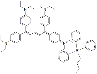 diethyl{4-[1,5,5-tris(4-diethylaminophenyl)penta-2,4-dienylidene]cyclohexa-2,5-dienylidene}ammonium butyltriphenylborate Structure