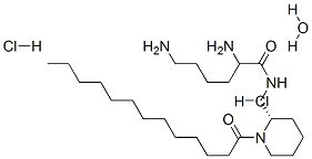 (S)-2,6-Diamino-N-[(1-(1-oxotridecyl)-2-piperidinyl)methyl]hexanamide  hydrate  dihydrochloride Structure