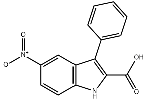 5-ニトロ-3-フェニル-1H-インドール-2-カルボン酸 化学構造式