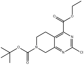 Ethyl 7-Boc-2-chloro-5,6,7,8-tetrahydropyrido-[4,3-d]pyrimidine-4-carboxylate 结构式