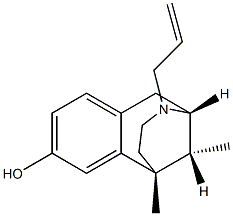 (2R,6R,11R)-3-アリル-1,2,3,4,5,6-ヘキサヒドロ-6,11-ジメチル-2,6-メタノ-3-ベンゾアゾシン-8-オール 化学構造式