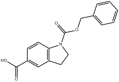 1H-INDOLE-1,5-DICARBOXYLIC ACID,2,3-DIHYDRO-,1-(PHENYLMETHYL)ESTER|1-((苄氧基)羰基)二氢吲哚-5-羧酸