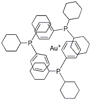 tris(dicyclohexylphenylphosphine)gold(I) Structure