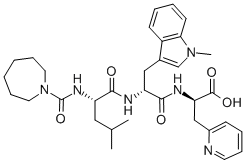 HEXAHYDRO-1H-AZEPINYLCARBONYL-LEU-D-1-ME-TRP-DPAL, 142375-60-8, 结构式