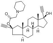 A-Norpregn-20-yne-2,17-diol, 2-ethynyl-, 2-(1-piperidineacetate), (2-b eta,5-alpha,17-alpha)- 结构式