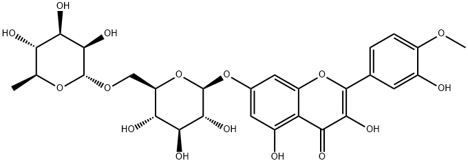 7-[[6-O-(6-脱氧-ALPHA-L-甘露糖基)-BETA-D-吡喃葡萄糖基]氧基]-3,5-二羟基-2-(3-羟基-4-甲氧基苯基)-4H-苯并吡喃-4-酮 结构式