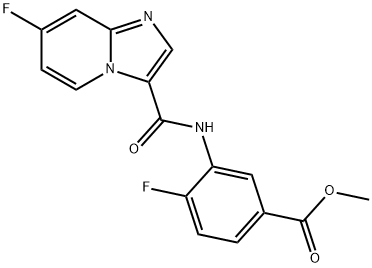 4-Fluoro-3-[(7-fluoroimidazo[1,2-a]pyridine-3-carbonyl)amino]benzoic acid methyl ester 化学構造式