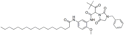1-Imidazolidineacetamide, alpha-(2,2-dimethyl-1-oxopropyl)-N-[2-methoxy-5-[(1-oxooctadecyl)amino]phenyl]-2,5dioxo-3-(phenylmethyl) Structure