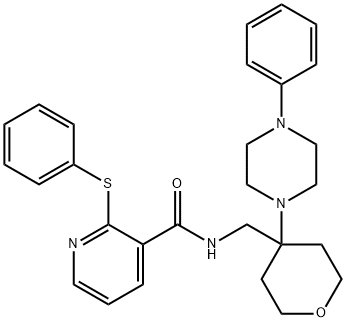 N-((4-(4-phenylpiperazin-1-yl)tetrahydro-2H-pyran-4-yl)methyl)-2-(phenylthio)nicotinamide Structure