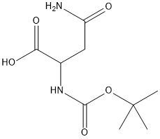 4‐アミノ‐2‐[(TERT‐ブトキシカルボニル)アミノ]‐4‐オキソブタン酸 化学構造式