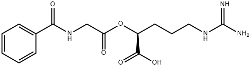 (S)-2-(2-BENZOYLAMINO-ACETOXY)-5-GUANIDINO-PENTANOIC ACID HYDROCHLORIDE SALT,14289-47-5,结构式