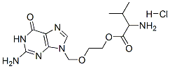 DL-Valine, 2-[(2-amino-1,6-dihydro-6-oxo-9H-purin-9-yl)methoxy]ethyl ester, monohydrochloride Struktur