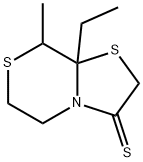 Thiazolo[2,3-c][1,4]thiazine-3(2H)-thione,  8a-ethyltetrahydro-8-methyl- Struktur