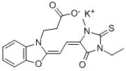 5-{2-[3-(2-CARBOXYETHYL)-2-BENZOXAZOLYLIDENE]ETHYLIDENE}-3-ETHYL-1-METHYL-2-THIOHYDANTOINE POTASSIUM SALT|5-(2-[3-(2-羧乙基)-2-苯并恶唑亚基]亚乙基)-3-乙基-1-甲基-2-硫代乙内酰脲钾盐
